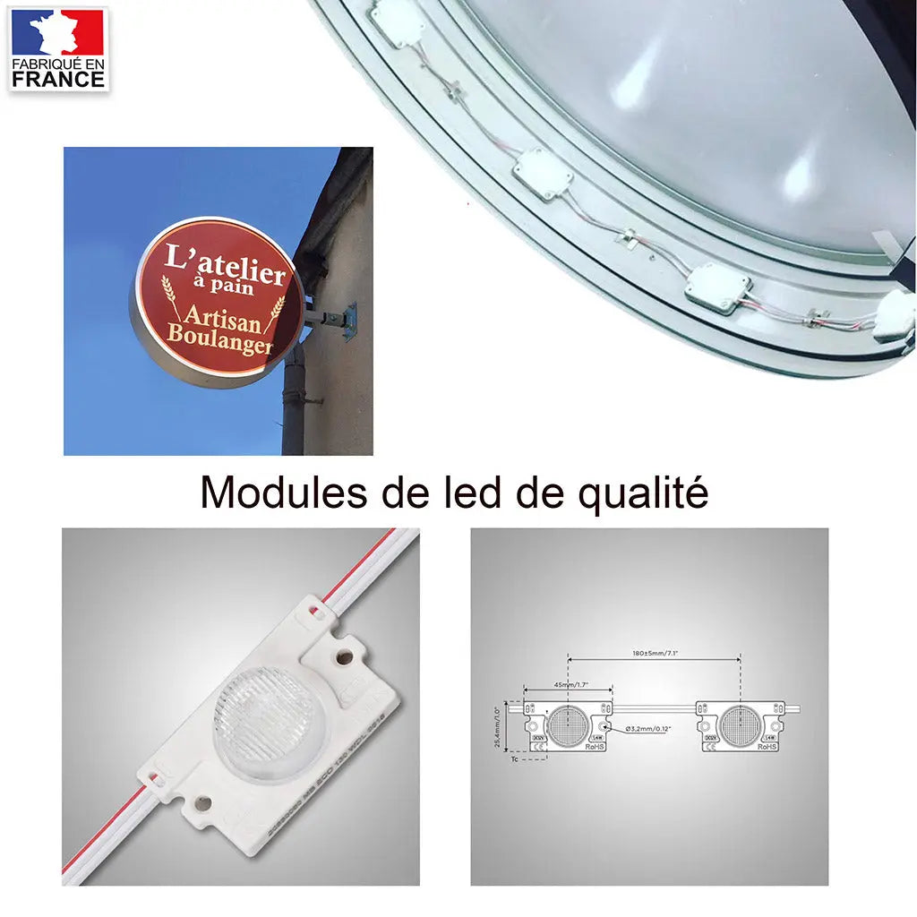 Enseigne ronde lumineuse Enseigne boutique Fabricant d'enseignes lumineuses